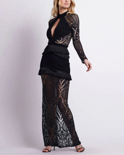 Patbo - Knit Lace Maxi Dress - Black