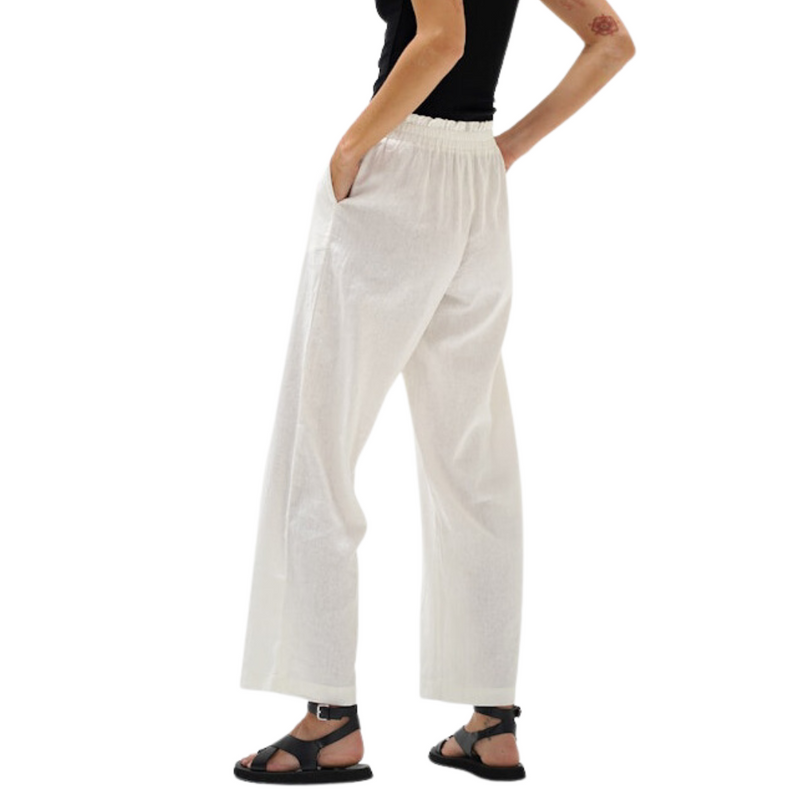 LNA - Declan Linen Elastic Waist Pant - White