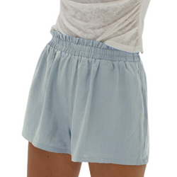 LNA - Aras Linen Elastic Waist Short - Mirage Blue