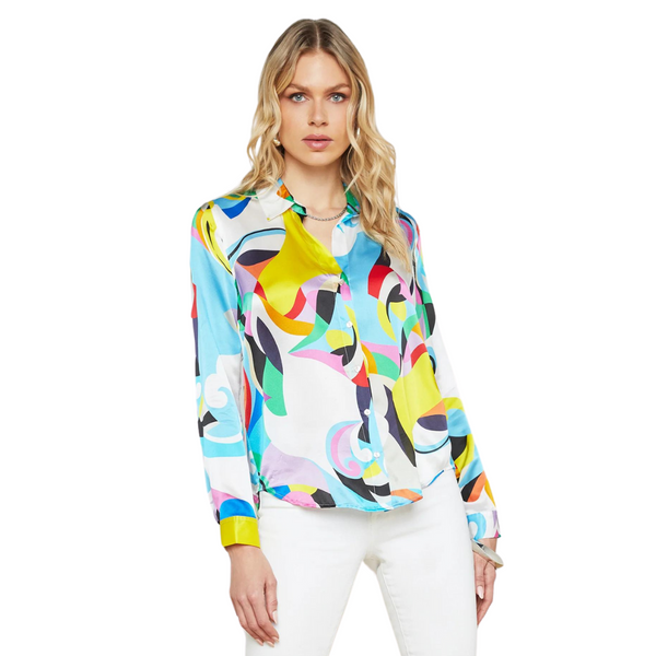 L’agence - Tyler Silk Blouse - SMALL MULTI KALEIDOSCOPE