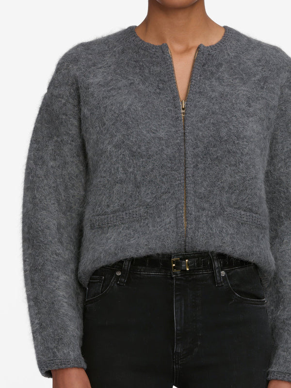 Frame - The Lofty Crochet Cardi - Dark Heather Grey