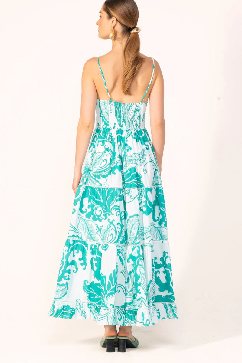 Poupette St Barth - Long Dress Milena - Green Reef Wave