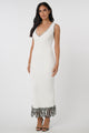 Toccin - Ashtin V-Neck Sleeveless Fringe Midi Dress - Optic Jet