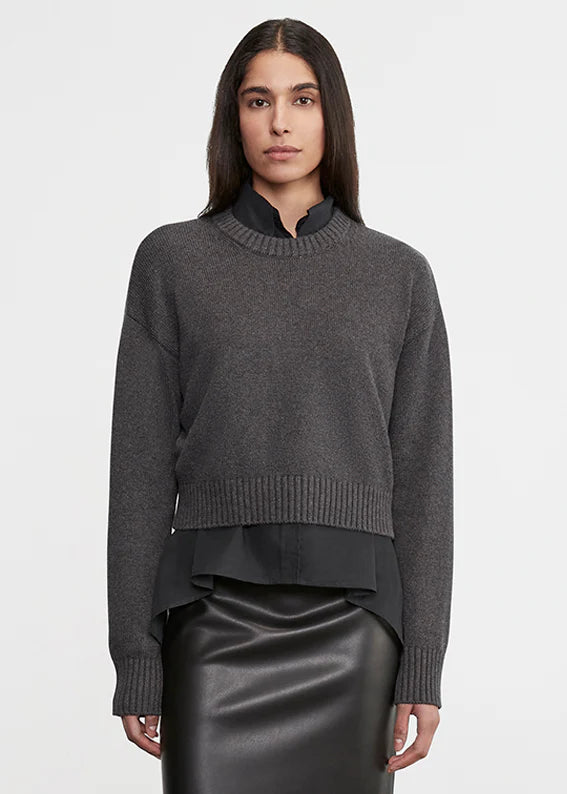 Enza Costa - Chunky Cotton Cashmere Sweater - Charcoal
