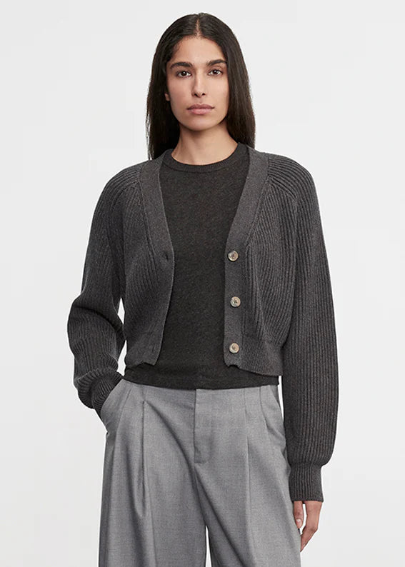 Enza Costa - Chucky Cotton Cashmere Cardigan - Charcoal