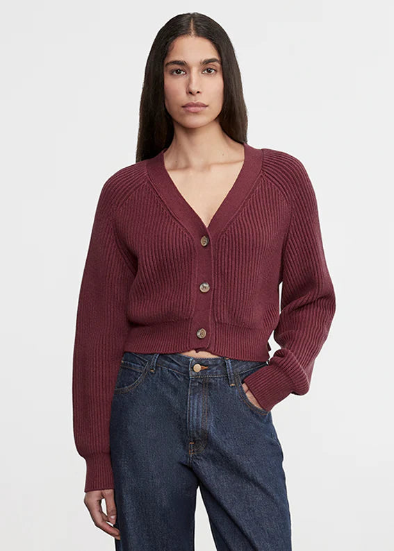 Enza Costa - Chucky Cotton Cashmere Cardigan - Sanguine