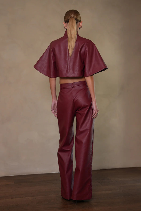 Parentezi - Mara Faux Leather Top - Cherry Red