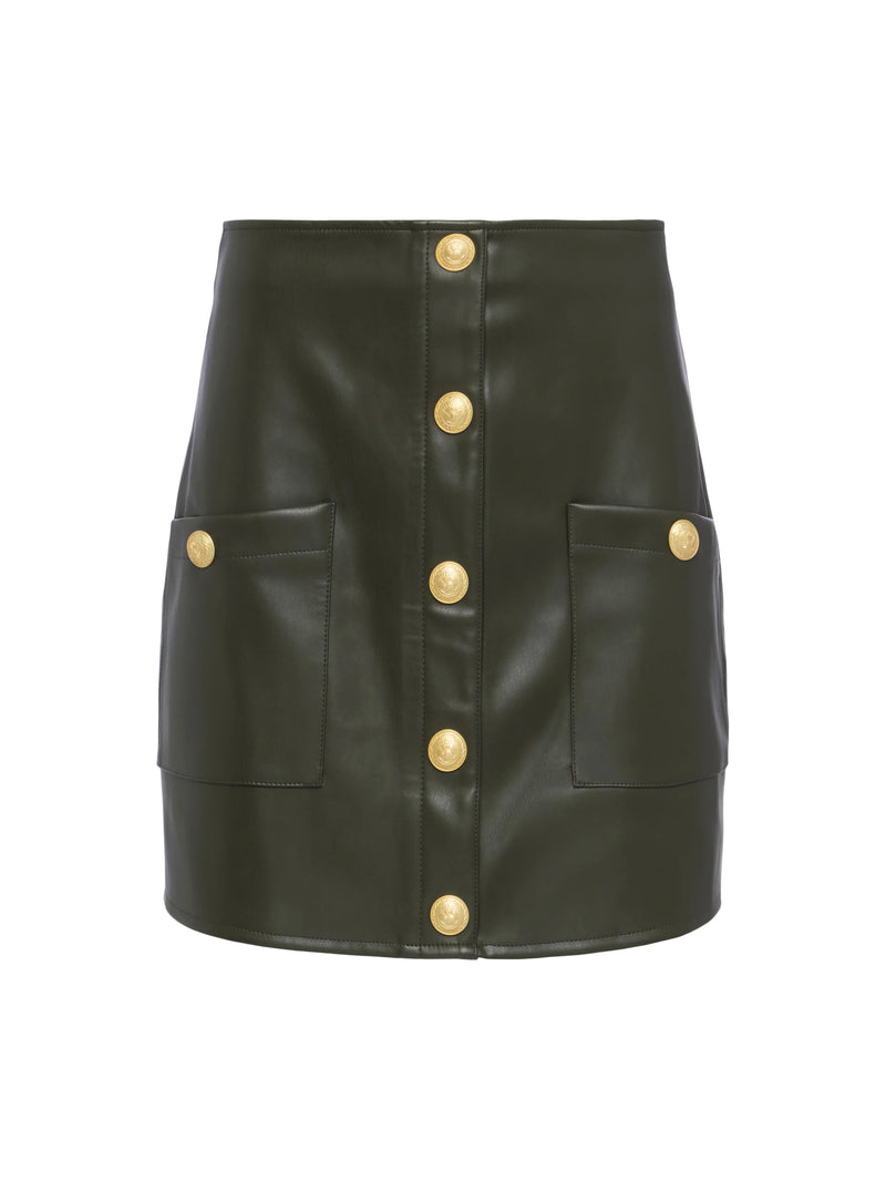 L’agence - Truman Vegan Leather Mini Skirt - Army