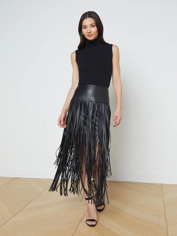 L'agence - Karolina Fringe Skirt - Black