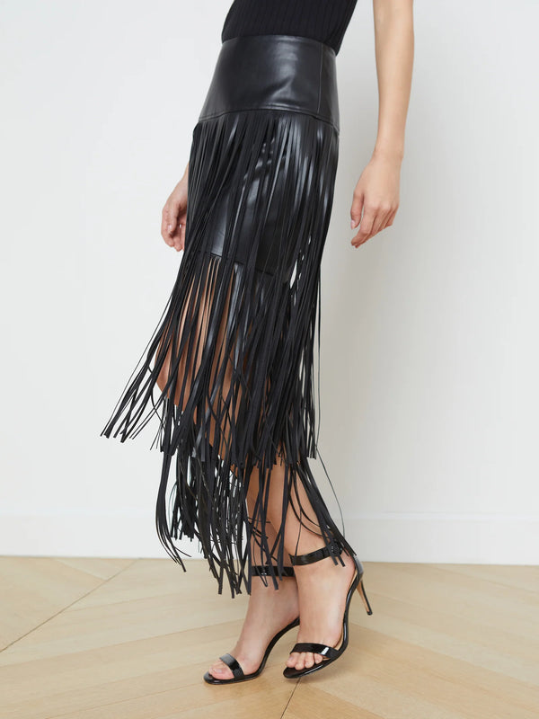 L'agence - Karolina Fringe Skirt - Black