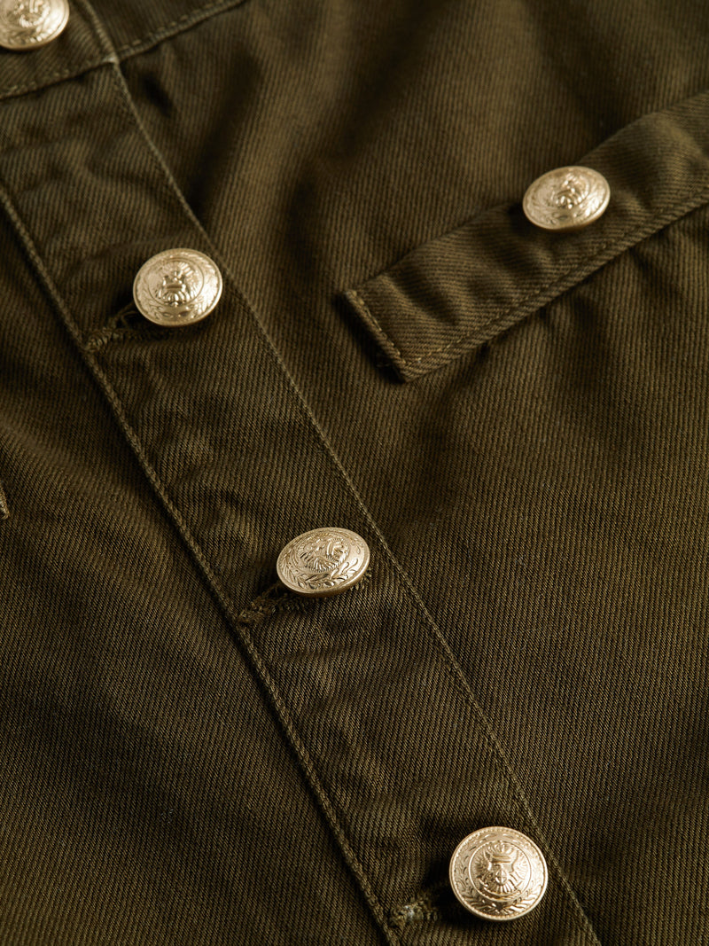 L’agence - Kris Button Front Mini Skirt - Olive Grove
