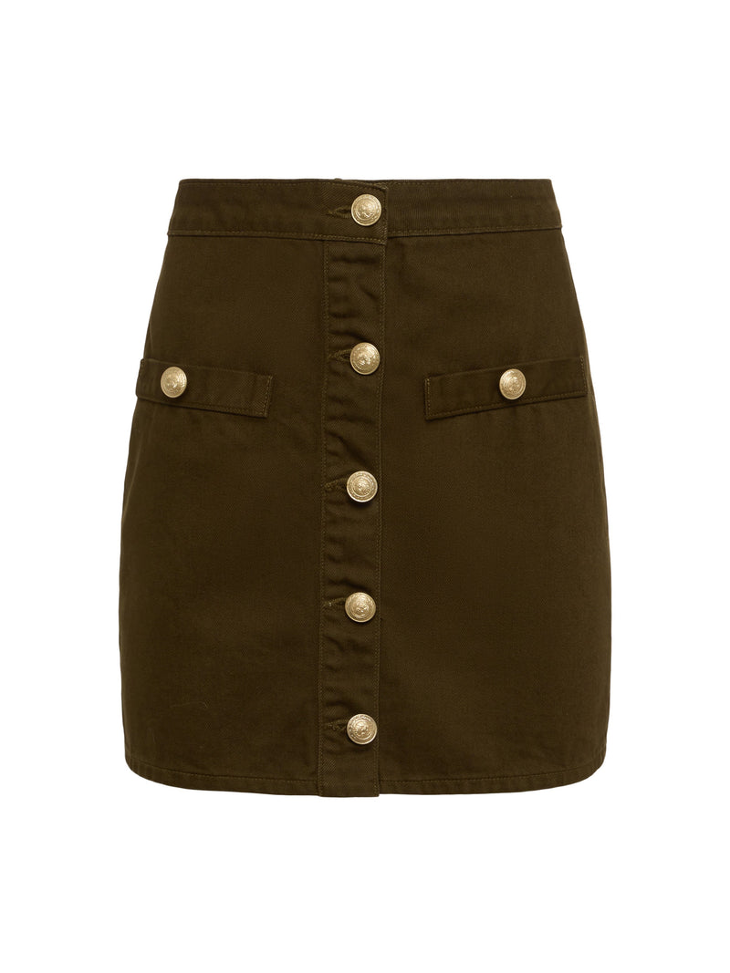 L’agence - Kris Button Front Mini Skirt - Olive Grove