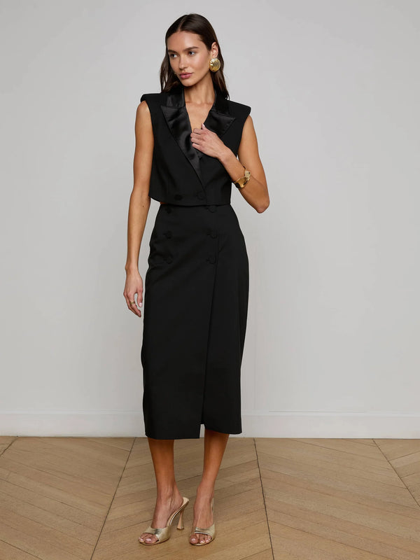 L'agence - Febe Tuxedo Skirt - Black