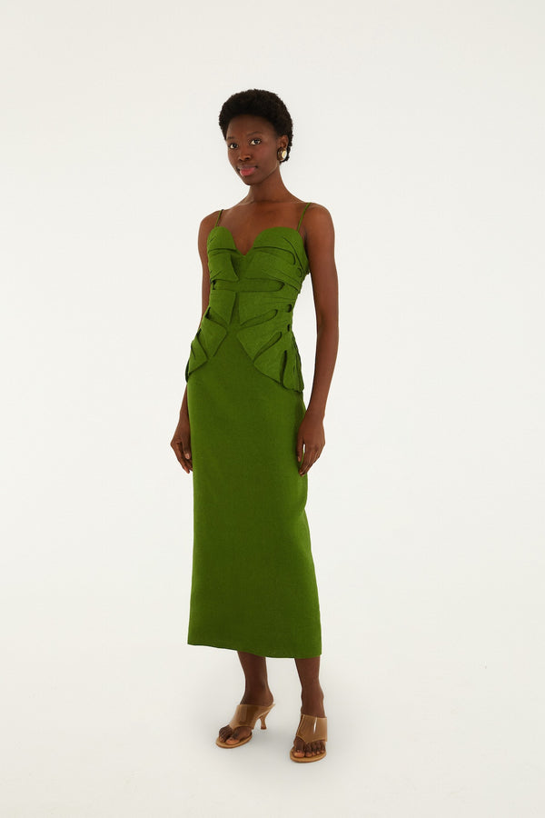 patbo monstera dress Farm Rio - Monstera Leaf Sleeveless Linen Maxi Dress