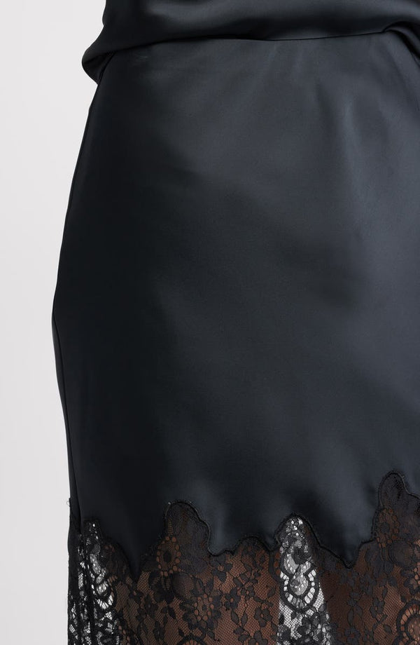 Loveshackfancy - Ilene Satin & Lace Skirt - Black