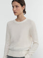 Enza Costa - Linen Open Knit Crewneck Sweater - Cream