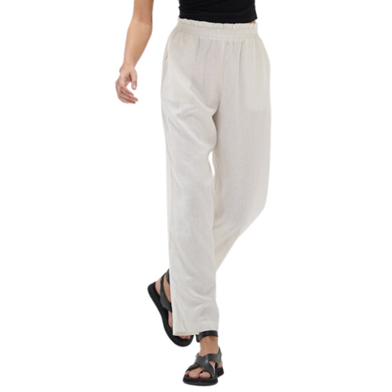 LNA - Declan Linen Elastic Waist Pant - White