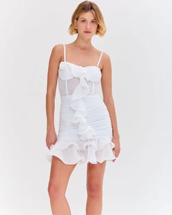 Patbo - Silk Plisse Strapless Mini Dress - Off White