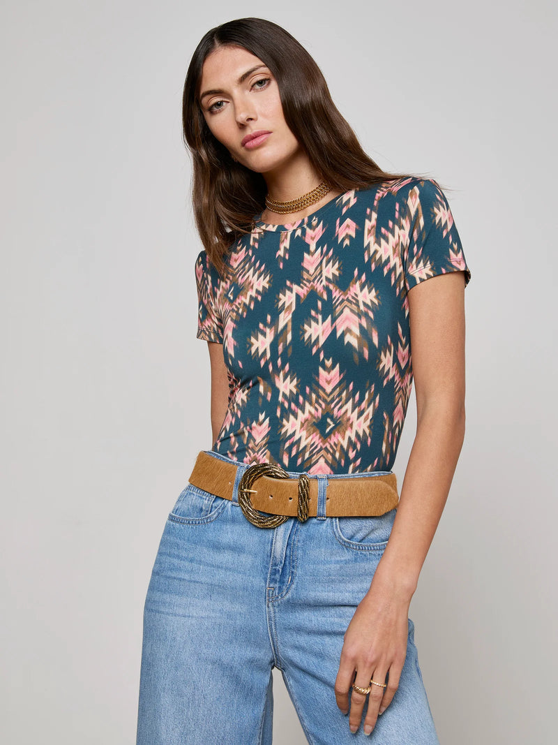 L'agence - Ressi Crew Neck - Charcoal Multi Ganado Print