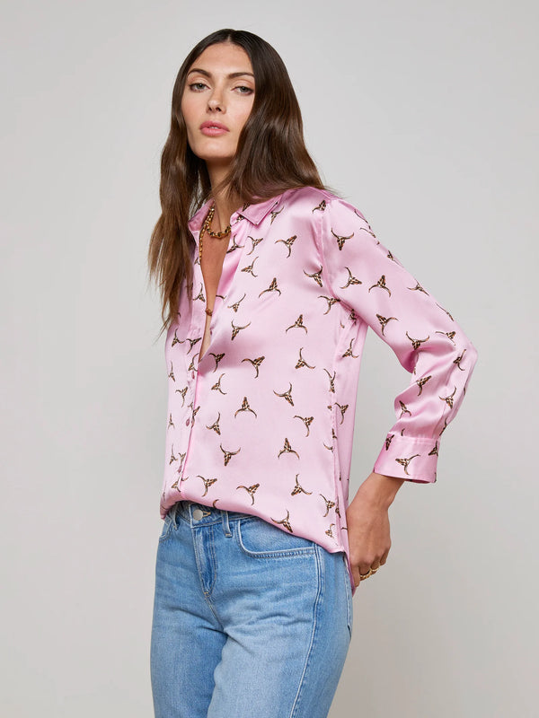 L'agence - Dani Silk Blouse -  Blush/Bronze Bulls Head