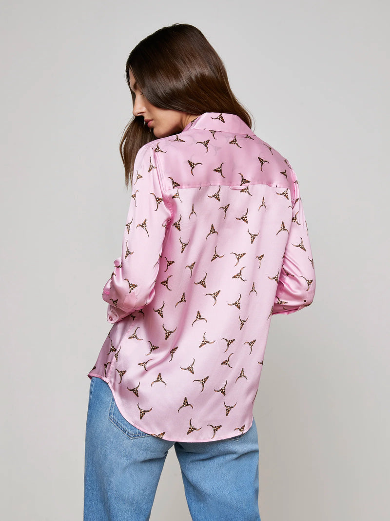 L'agence - Dani Silk Blouse -  Blush/Bronze Bulls Head