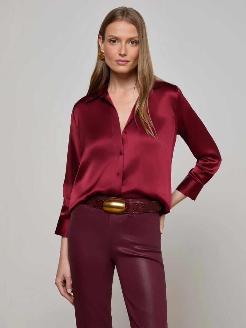 L'agence - Dani Silk Blouse - Black Cherry