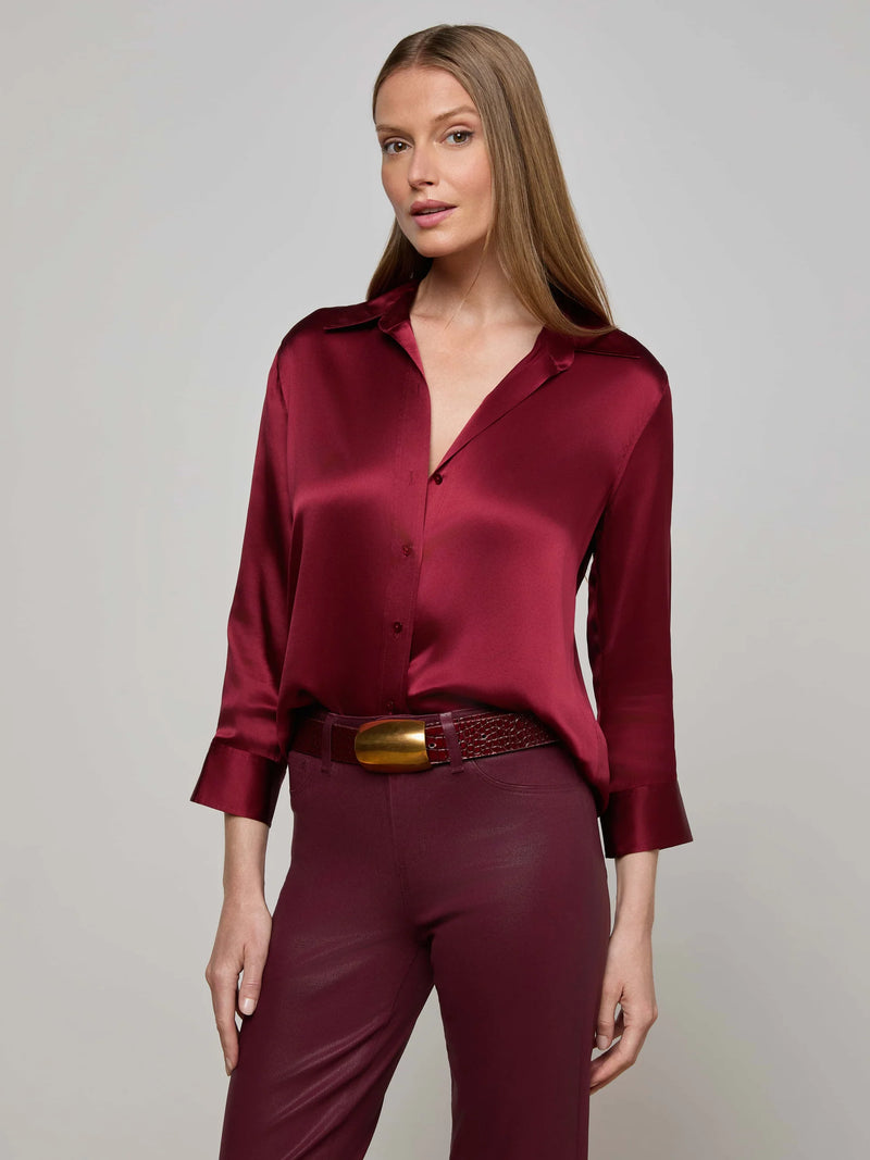 L'agence - Dani Silk Blouse - Black Cherry