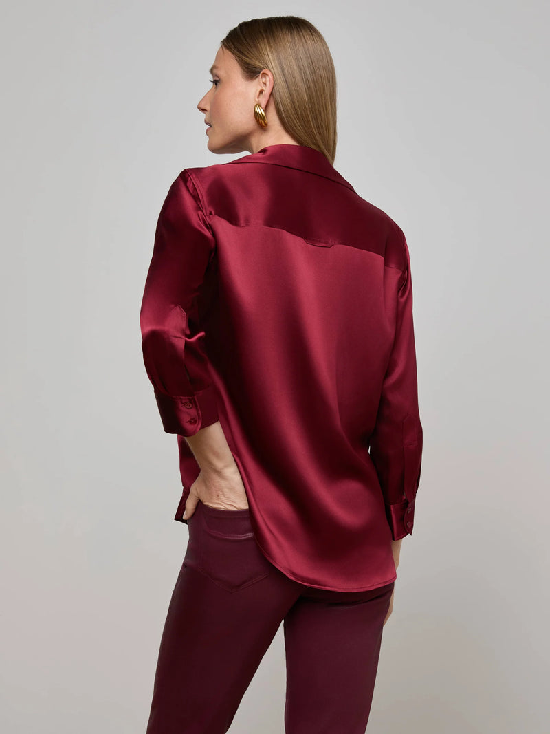 L'agence - Dani Silk Blouse - Black Cherry