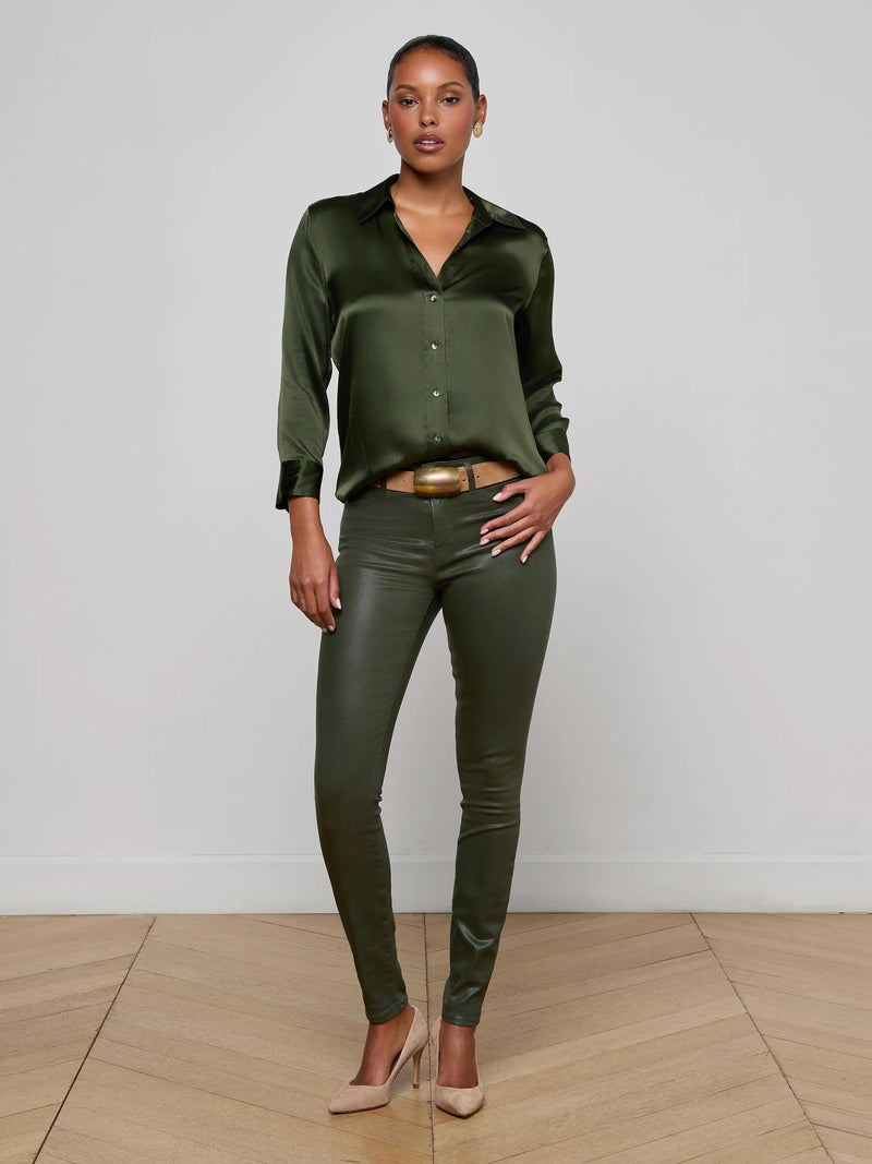 L'agence - Dani Silk Blouse - Deep Olive