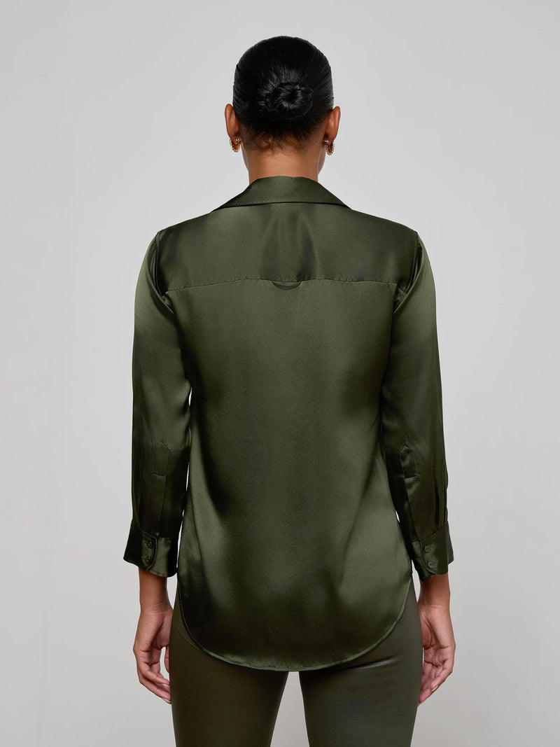 L'agence - Dani Silk Blouse - Deep Olive