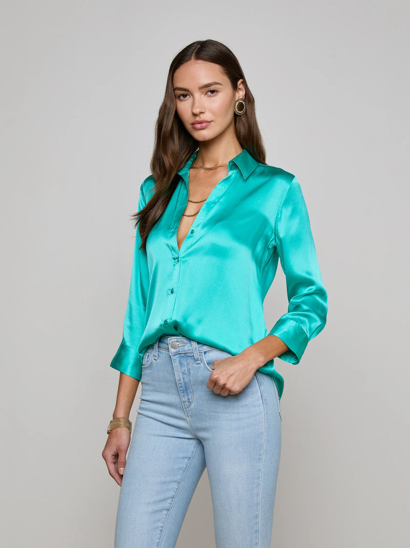 L'agence - Dani Silk Blouse - Pool Blue