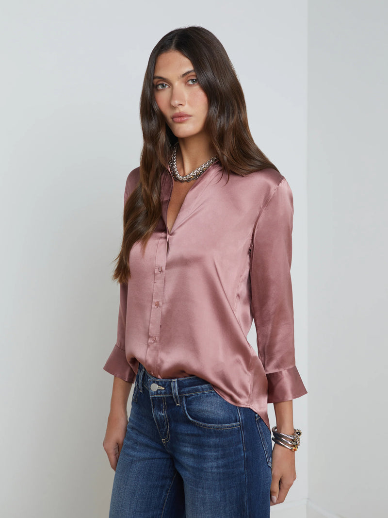 L’agence - Dani Silk Blouse - Mauve Rose