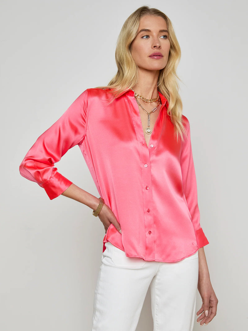 L'agence - Dani Silk Blouse - Pop Coral