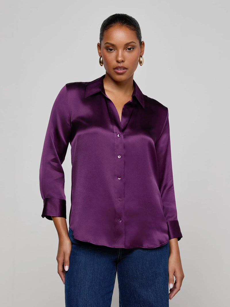 L'agence - Dani Silk Blouse - Medium Violet