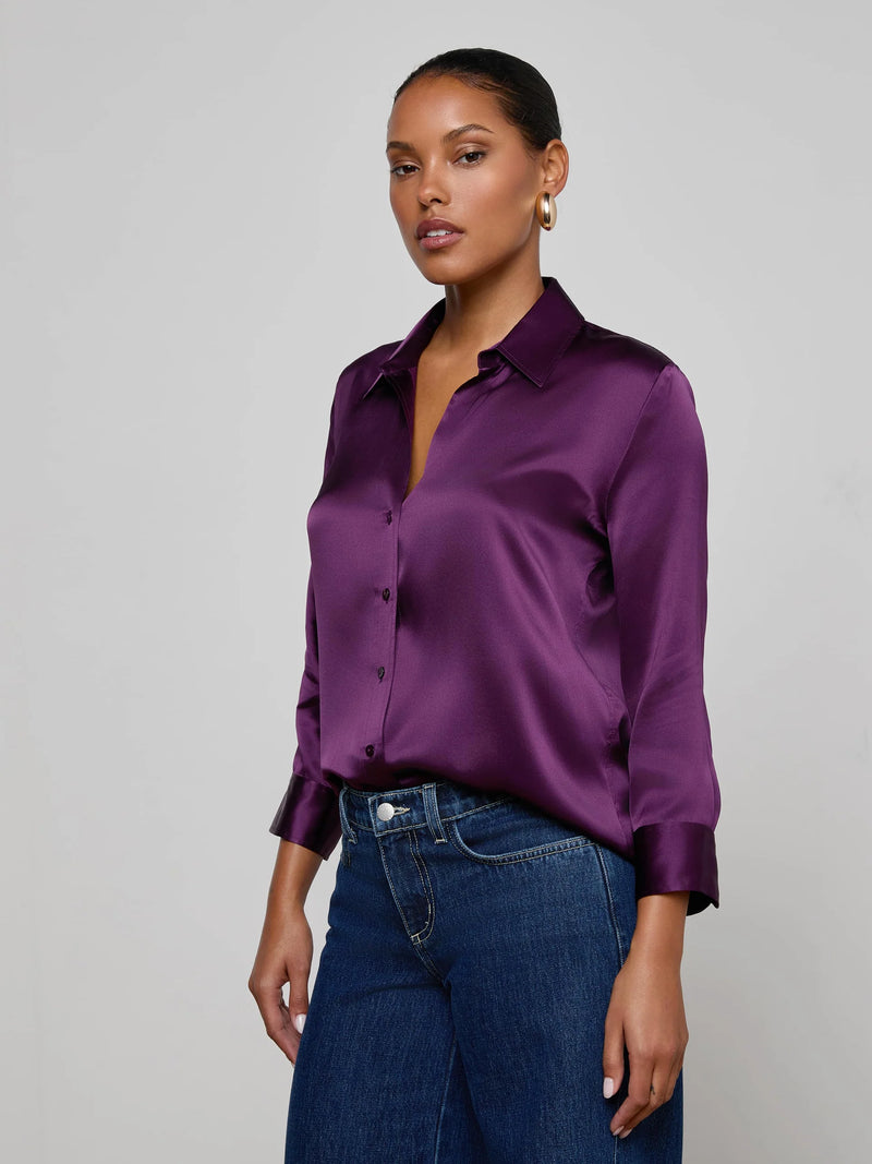 L'agence - Dani Silk Blouse - Medium Violet