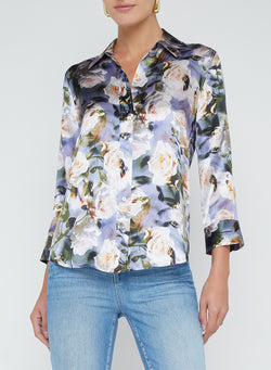 L’agence - Dani Silk Blouse - Multi Distressed Floral