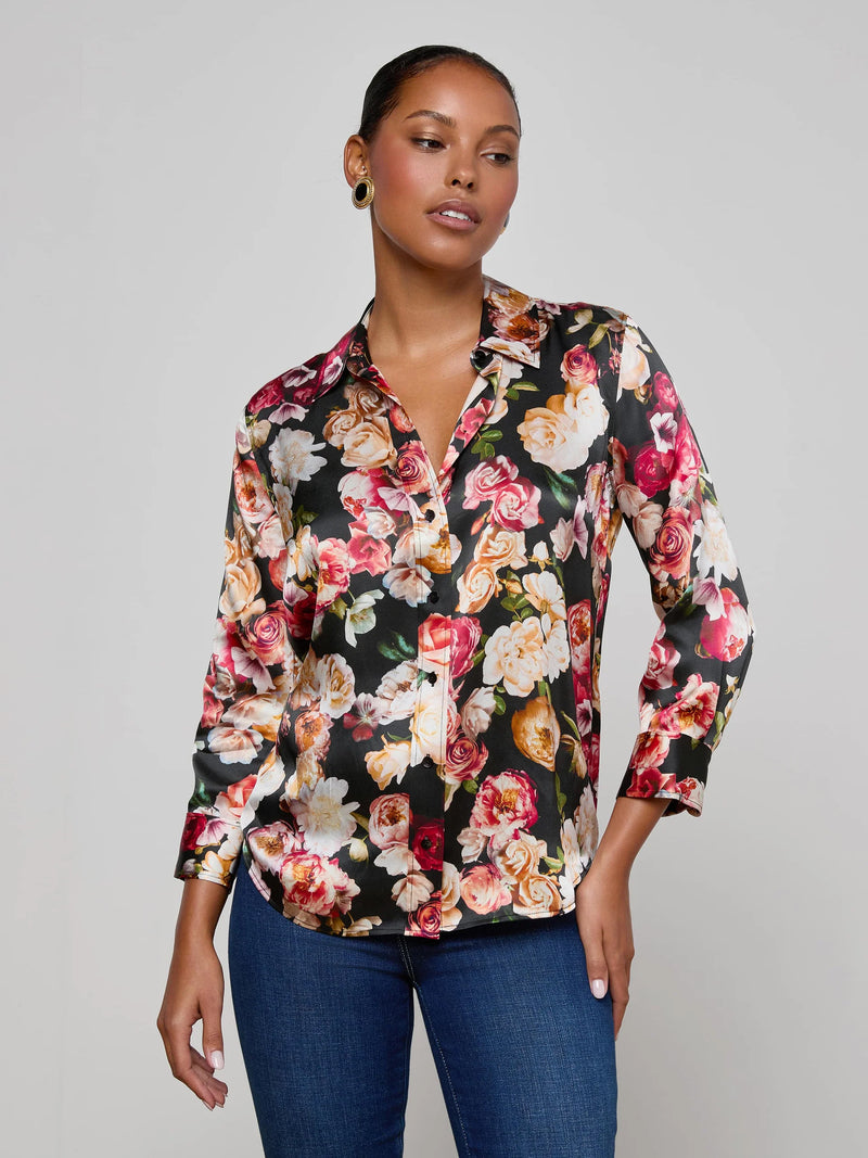 L'agence - Dani Silk Blouse - Multi Cluster Floral