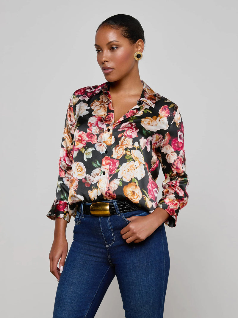 L'agence - Dani Silk Blouse - Multi Cluster Floral