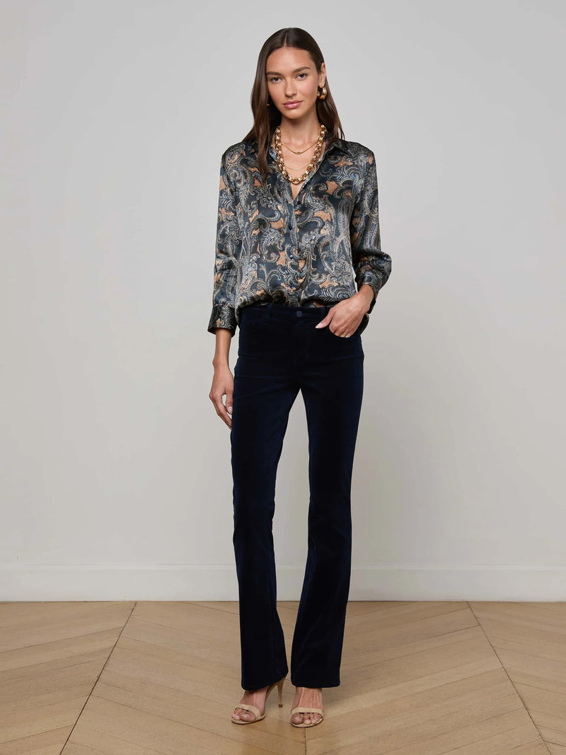 L'agence - Dani Silk Blouse - Midnight Multi Etched Paisley