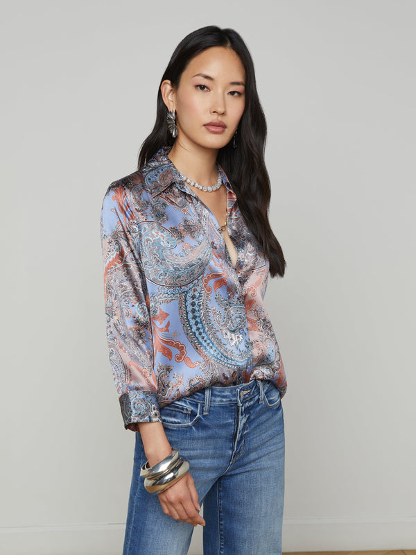 L’agence - Dani Silk Blouse - Periwinkle Multi French Paisley