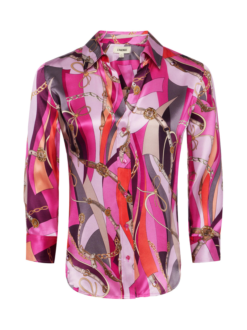 L’agence - Dani Silk Blouse - Pink Multi Buckle Swirl