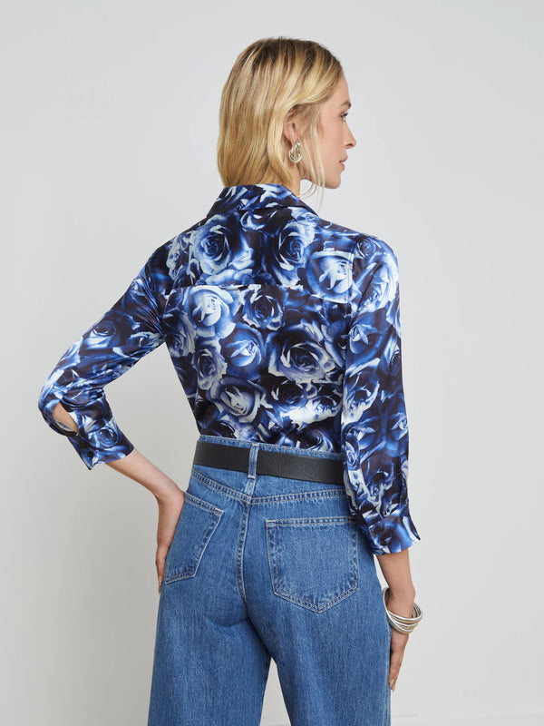 L’agence - Dani Silk Blouse - Midnight Multi Rose Bunch