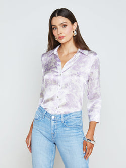 L’agence - Dani 3/4 Sleeve Blouse -  Lilac/White Tropical Toile