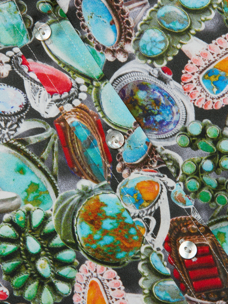 L'agence - Dani Silk Blouse - Multi Mix Turquoise Rings