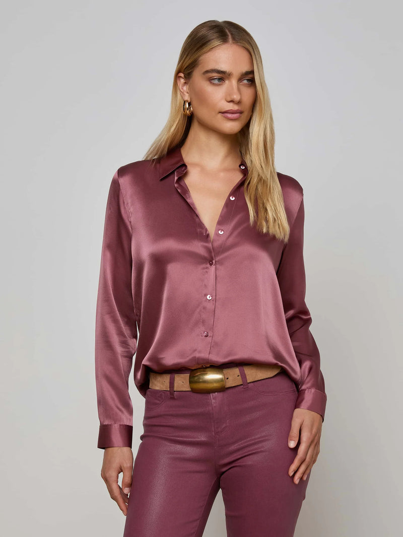L'agence - Tyler Silk Blouse - Dark Mauve