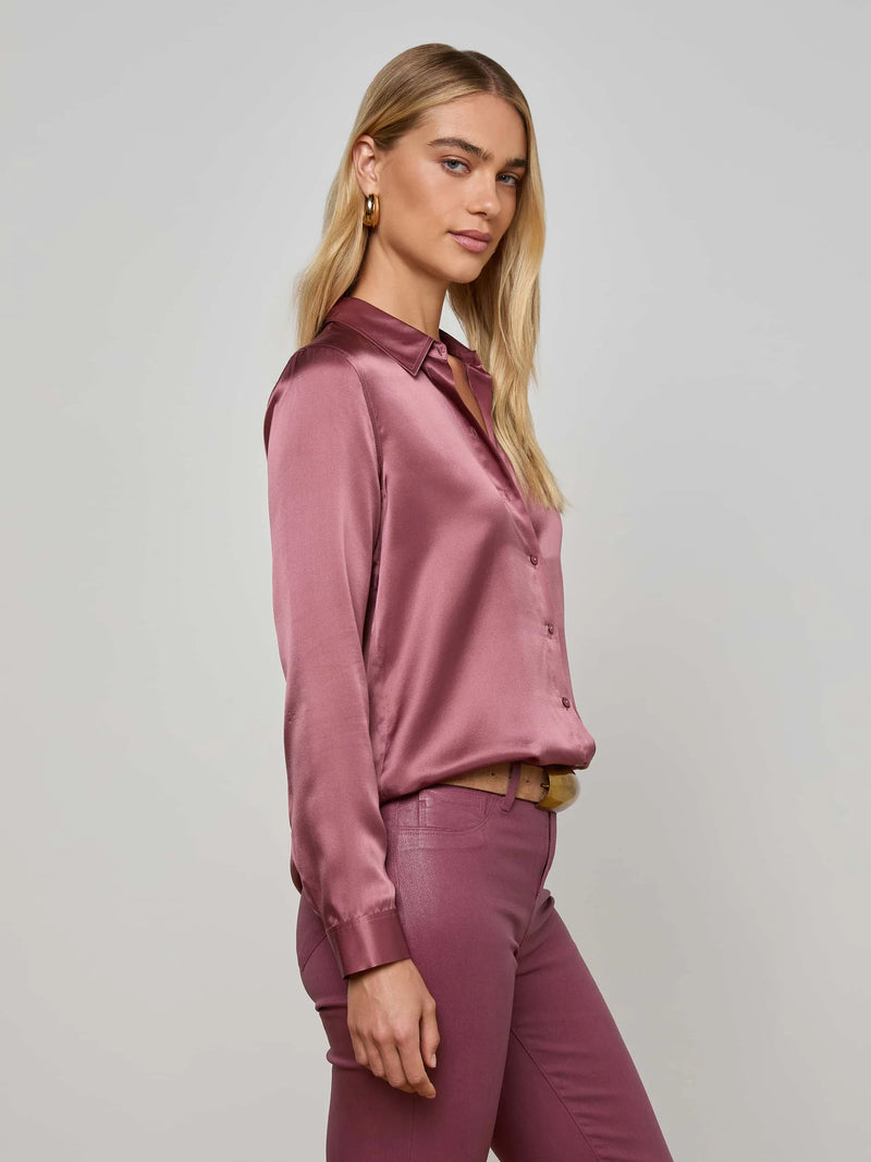 L'agence - Tyler Silk Blouse - Dark Mauve