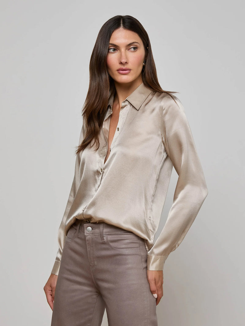 L'agence - Tyler Silk Blouse - Smoke Grey