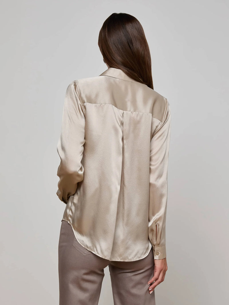 L'agence - Tyler Silk Blouse - Smoke Grey