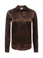 L'agence - Tyler Silk Blouse - Brown Herringbone Print