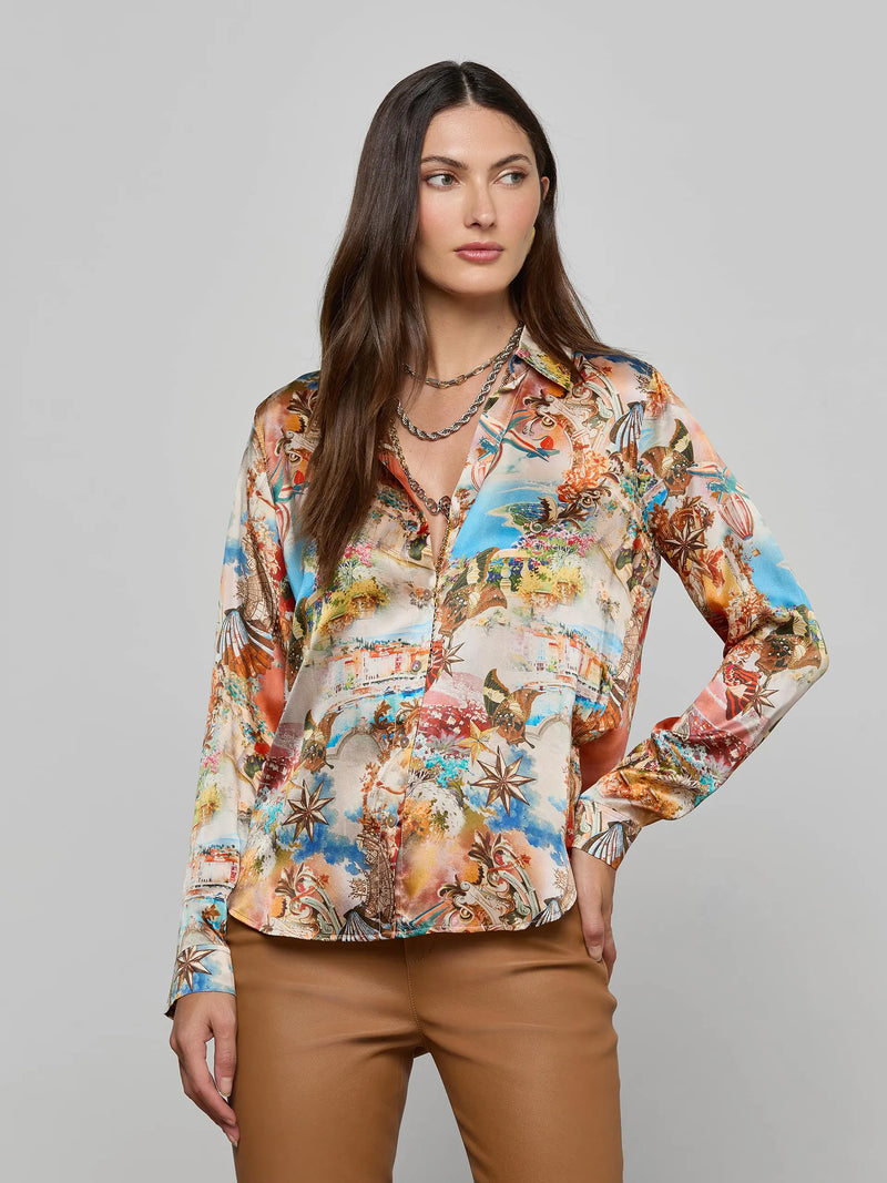 L'agence - Tyler Silk Blouse - Multi Collage